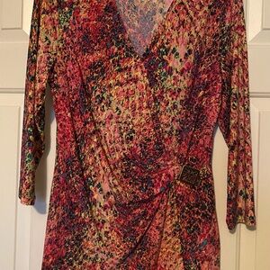 Anne Klein Multicolor V-Neck Blouse